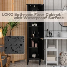 Tall Bathroom Floor Cabinet, Multifunctional Storage Cabinet with Doors, Narr...