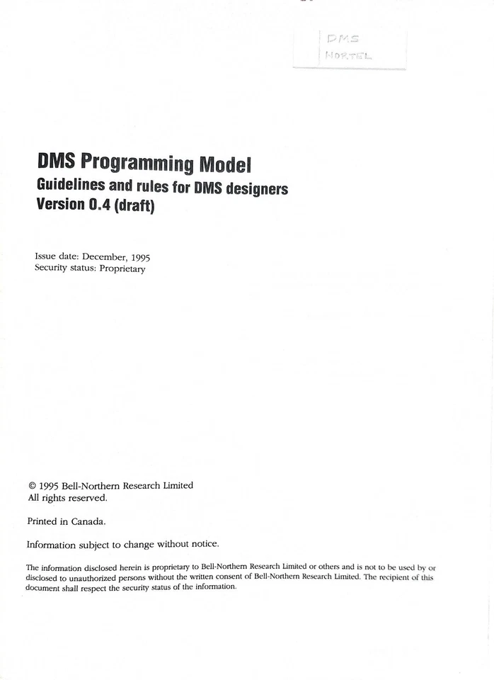 NorTel DMS Programming Model Northern Telecom Guidelines & Rules for Designers - Image 3 of 4