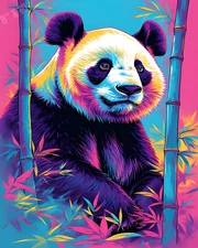 Panda With Neon Bamboo Pop Art 8X10 Print