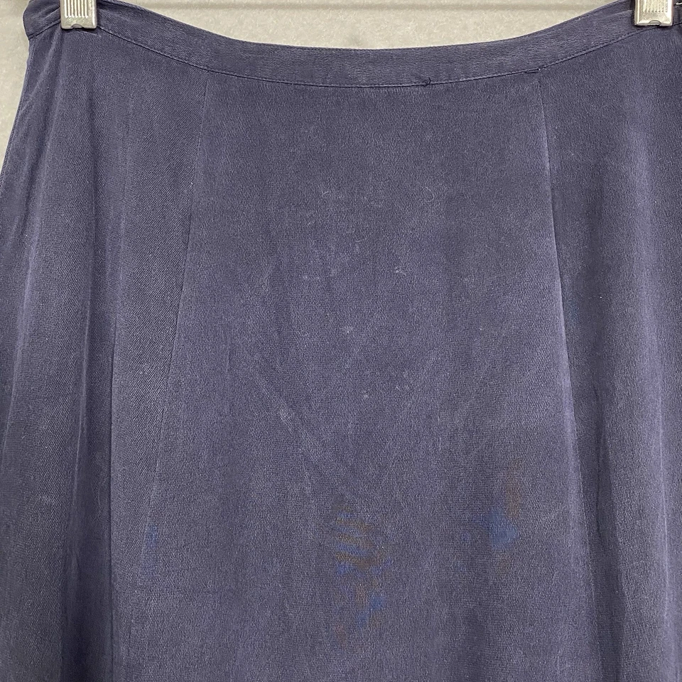 Falda Larga Para Mujer De Colección 100% Seda 6 Azul Marino Refinada Minimalista Tranquila Lujo Foto 4 de 4