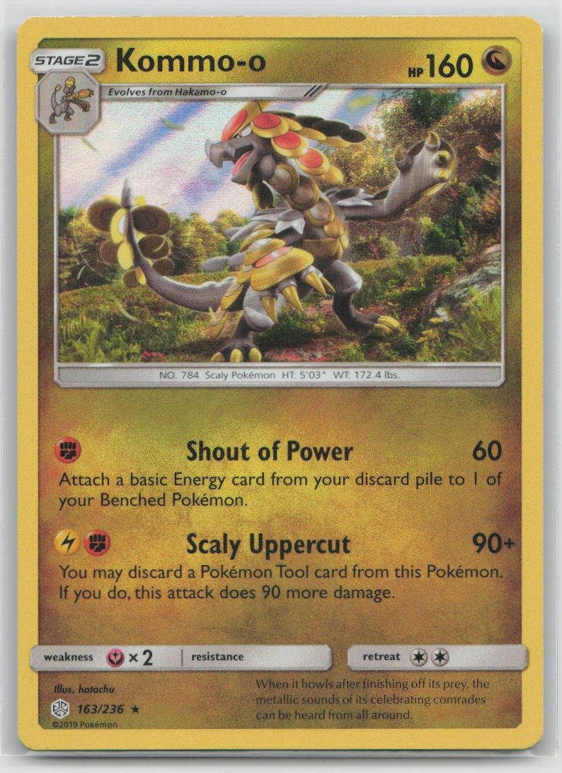Kommo-o 163/236 Holo Rare Cosmic Eclipse Pokemon Lightly Played