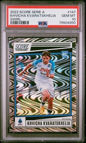 2022-23 Panini Score Serie A Khvicha Kvaratskhelia #147 Swirl PSA 10 🔥📈⚽️