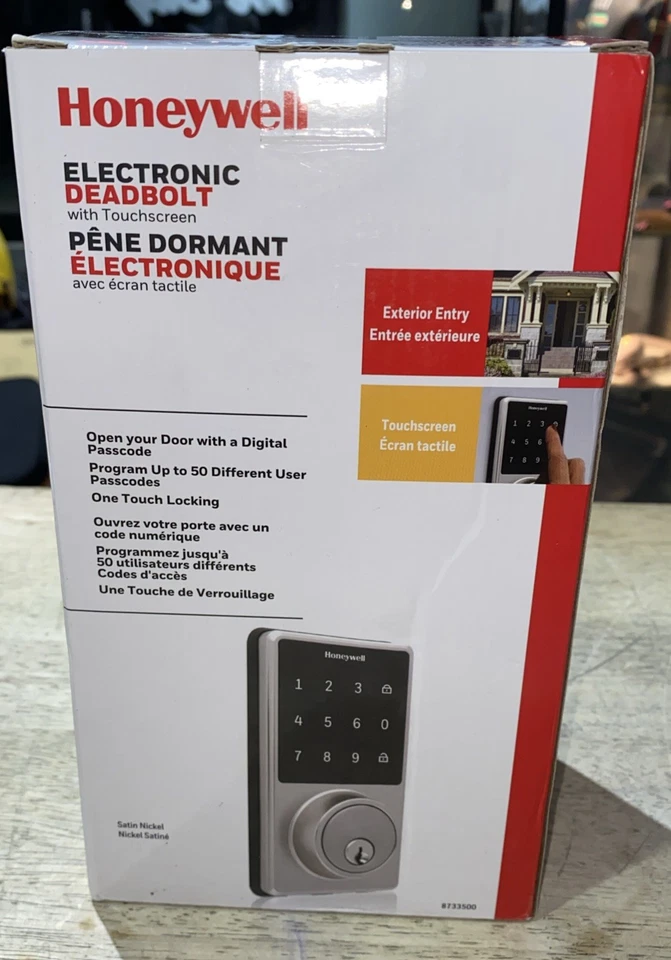 Cerraduras de puerta de níquel satinado con pantalla táctil electrónica Honeywell Wi-Fi 8733500 Foto 3 de 4