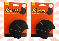 2 Reese's Squeaky Vinyl Dog Toy Brown Peanut Butter Cup Shaped