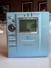Sharp MD-MT77-A MDLP Portable MiniDisc Recorder Blue Optical Line Mic Remote