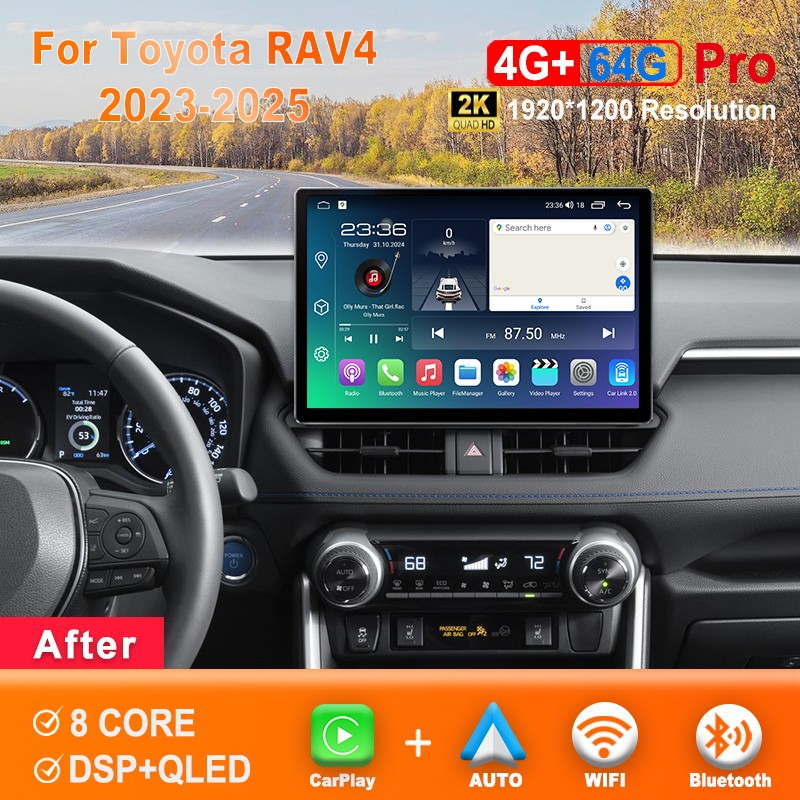 12.5'' 2K Screen For Toyota RAV4 2023-2025 Android Radio Carplay Android Auto BT