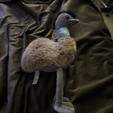 The Petting Zoo Floppy Plush Ostrich Emu Safari Fuzzy Fun Soft Gray Brown NWT