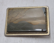 Beautiful Vintage Agate Landscape Stone Belt Buckle Western Desert Jasper Retro