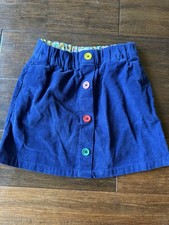 Mini Boden Blue Corduroy Skirt Girls 6  7 Colorful Button Front