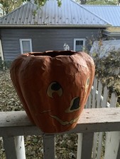 VINTAGE HALLOWEEN JACK O' LANTERN PAPIER-MACHE~VERY COOL~DELIGHTFULLY DIFFERENT