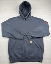 Carhartt K288 Hoodie Loose Fit Midweight Blue Pullover Sleeve Logo Graphic Men M