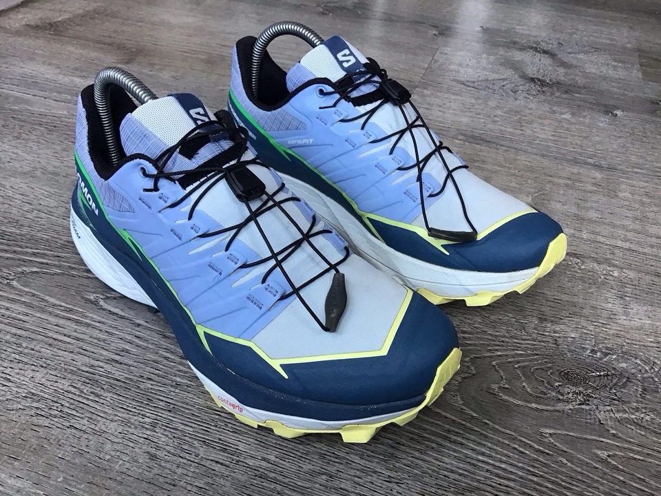 Salomon Thundercross Mujer Talla 8.5 Gris Azul Atlético Trail Senderismo Zapatos #472979 Foto 2 de 4