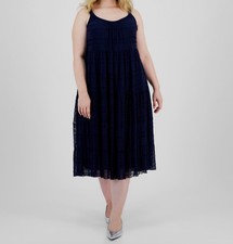 Signature by Robbie Bee Women's Blue Tiered Lace Scoop Neck Dress Plus Size 3X