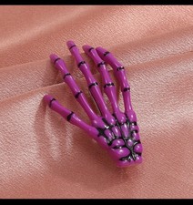 2pcs Purple Skeleton Hand Hairclips Halloween Bone Hairpins