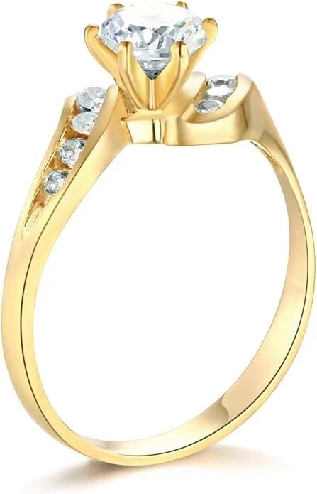 1.55 Ct Round Lab Created Diamond 14K Yellow Gold Over Wedding Engagement Ring - Image 2 of 4