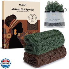 CORATED African Net Sponge Authentic, Shower Loofah Exfoliating Bath Sponge, 