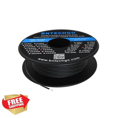 BNTECHGO 22 Gauge Silicone Wire Spool 250ft Black