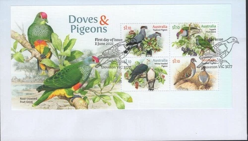 AUSTRALIA - 2021 'DOVES & PIGEONS' Miniature Sheet First Day Cover {F1028]