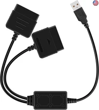OSTENT Dual USB Adapter Converter Cable Cord for Sony PlayStation 1/2 PS One