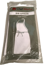 Chef Works Bib Apron APKDC White Full length 33"x27.5" Sealed NIP               