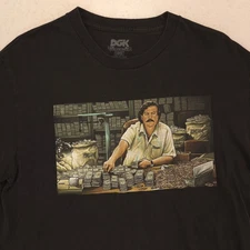 DGK Pablo Escobar Short Sleeve Graphic Crew Neck Shirt Mens Size Large L Black