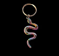 Beautiful Snake Charm Keychain 1" Inch Ring Silver Plated Keyring