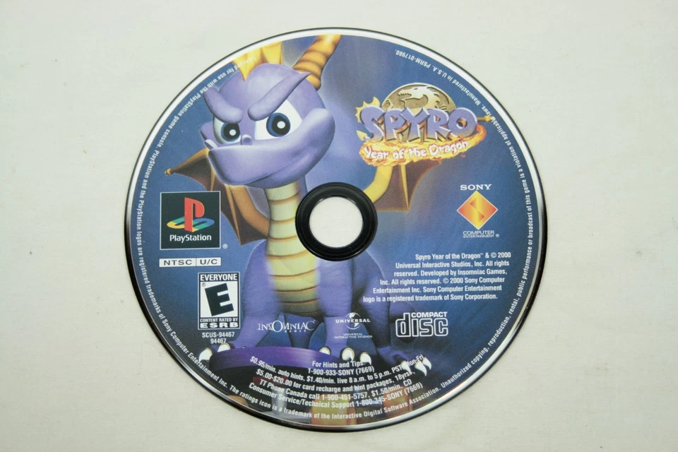 Spyro Año del Dragón & Riptos Rage PS1 Lote de 2 Sony PlayStation 1 Probado Foto 3 de 4