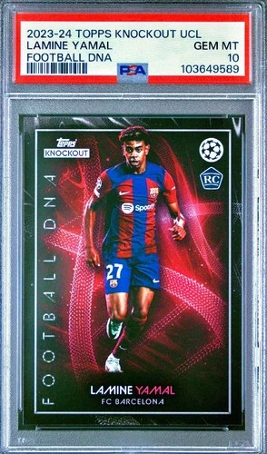PSA 10 RC Lamine Yamal 2023-24 Topps Knockout UCL Rookie DNA Red Holo SSP