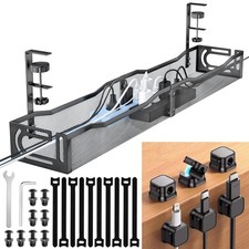 Cable Management Under Desk, 25.3'' No Drill Desk Cable Management Tray with ...