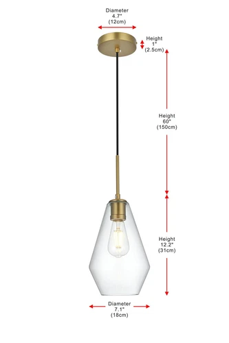 Living District Gene 7" Pendant Clear Shade In Satin Gold - Picture 9 of 10