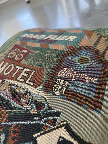 Vintage Route 66 Tapestry Pillow Hollywood Motel Throw Metal Zipper - Picture 7 of 8