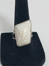 Howlite Gemstone Statement Ring 925 Sterling Silver Casual Party Sz 6 D2