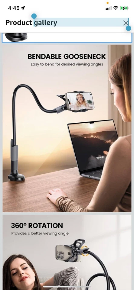 Lamicall Gooseneck Phone Holder for Bed - Cell Phone Mount Clamp Clip USED - Image 4 of 4