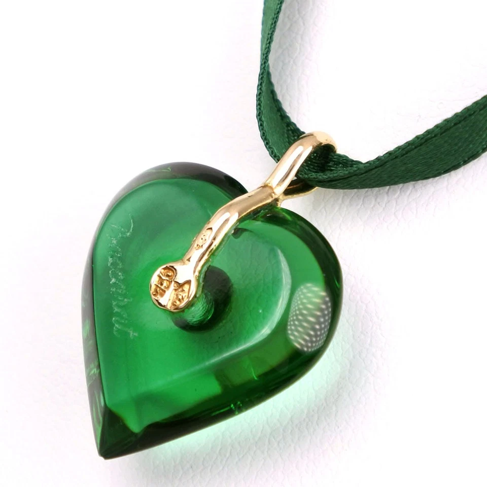 Gargantilla Baccarat Corazón Cristal Verde/K18 Oro Amarillo Corazón 4.8g Mujer Foto 3 de 4