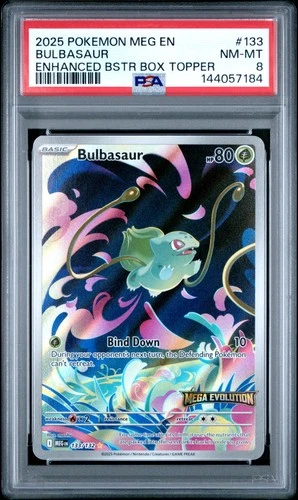 2025 POKEMON MEG EN-MEGA EVOLUTION ENHANCED BOOSTER BOX TOPPER BULBASAUR PSA 8