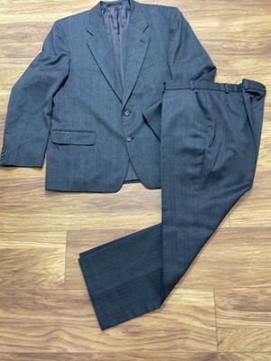 St Michael grau Nadelstreifen Anzug 44R 36W kurz Vintage Wollmischung Smart formell klassisch