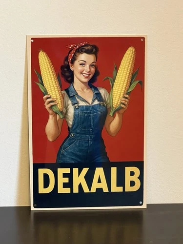 Hi Gloss! Dekalb Hybrids Farm Corn Crops Vintage Style Metal Sign  Pinup