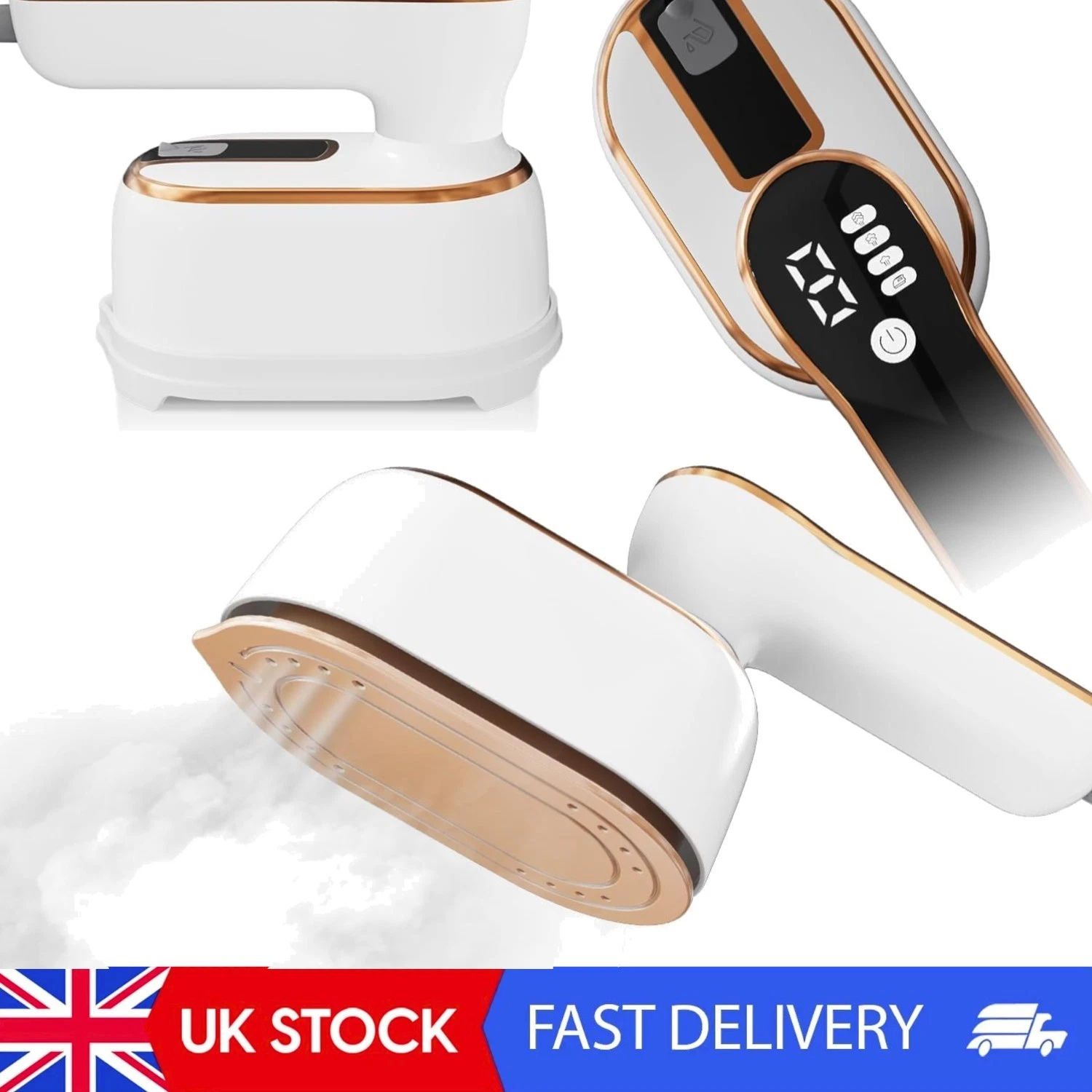 Upgraded Portable Travel Steamer: LED Display & 3+1 Steam Levels for Wrinkles