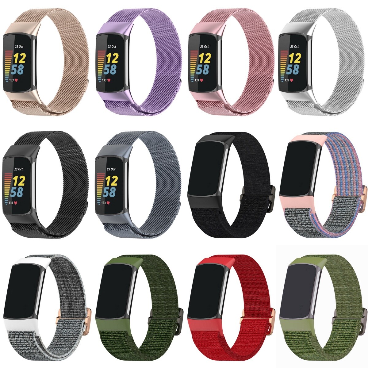 Upgrade Your Fitbit Charge 5 with Stylish Nylon Metal Loop Watch Strap-image