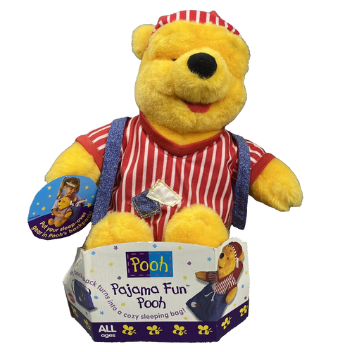 Winnie the Pooh Plush Sleep Sleepover Backpack Pajama Fun Pooh Mattel 1998 Vtg - Picture 2 of 11