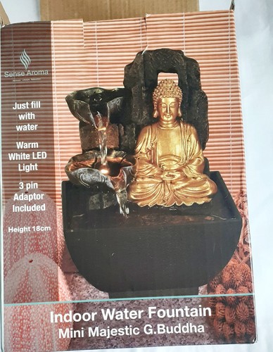 Indoor Water Fountain Mini Majestic Gautam Buddha Home Decor Polyresin 18cm - Picture 3 of 7