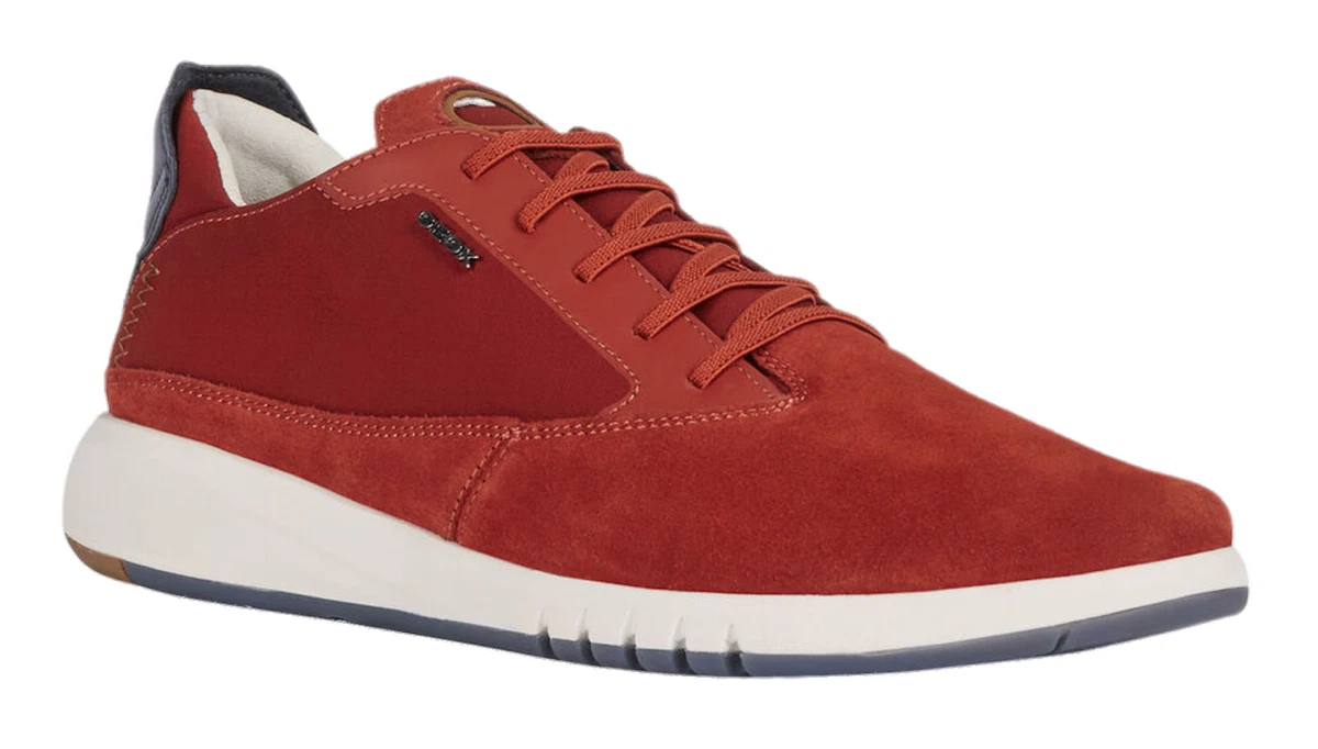 Mens Geox U Aerantis A Sneakers Cigar Suede Smooth Leather Size