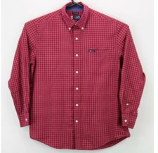 Chaps Easy Care Men  s Button Down LS Collared Shirt Medium Multicolor Plaid euc
