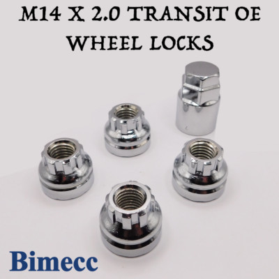 Locking Wheel Nuts M14x2.0 Open Bimecc (Chrome) For Ford Transit Mk6, Mk7