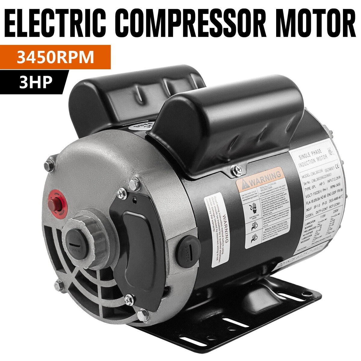 HP 3450 RPM Electric Motor Compressor Duty 56 Frame Phase 115-230 Volts  eBay