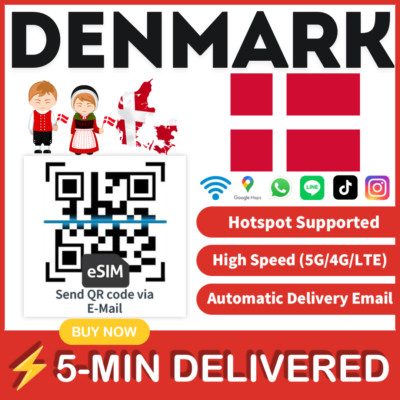 [eSIM] Denmark eSIM e-SIM card Travel Sim card Tarjeta eSIM Dato Data only  A+