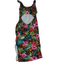 Shein Women's Floral Print Dress Cutout Tropical Sleeveless Casual XL