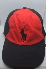 NWT RALPH LAUREN Baseball Cap RED/BLACK CHILD one Size 4-7