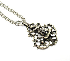 Großer BAS Anhänger + Kette 925 Sterling Silber H. Georg Drachentöter Blachian