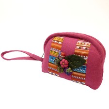 Sac pochette trousse femme coton rose fushia fleurs japonaises multicolore